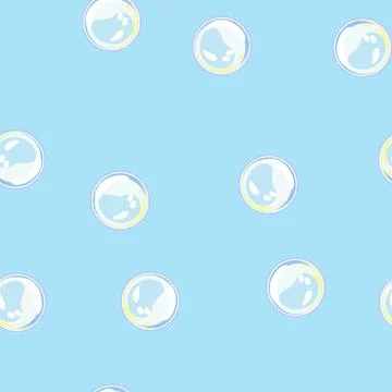 Seamless pattern reflection soap bubbles cartoon vector Stock Illustration