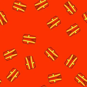 Seamless pattern reflective safe vest cartoon vector Stock Illustration