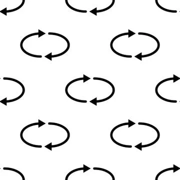 Seamless pattern with refresh, reload, repeat icons on white background. Vector. Illustrazione stock