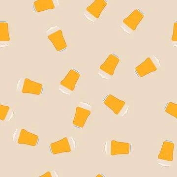 Seamless pattern refreshing beer cup cartoon vector Stock Illustration