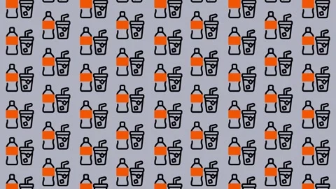 Seamless Pattern of Refreshing Beverages and Bottles. Stock Footage 325391241