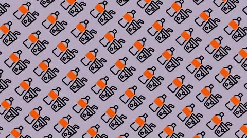 Seamless Pattern of Refreshing Drinks and Bottles on a Light Background. Stock Footage 325391251