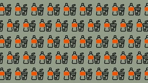 Seamless Pattern of Refreshing Drinks and Beverages. Stock Footage 325391275