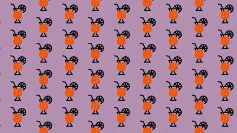 Seamless Pattern of Refreshing Orange Cocktails with Lemon Slices on a Purp.. Stock Footage 325391266