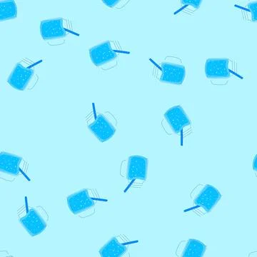 Seamless pattern refreshing water with straw in glass jar イラスト素材