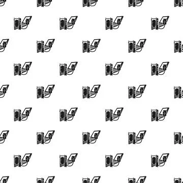 Seamless pattern with refrigerator and laptop connecting Stock Illustration