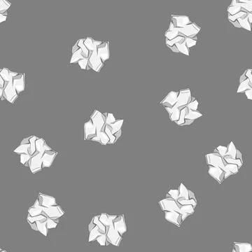 Seamless pattern relief crumpled paper balls cartoon vector Stock Illustration