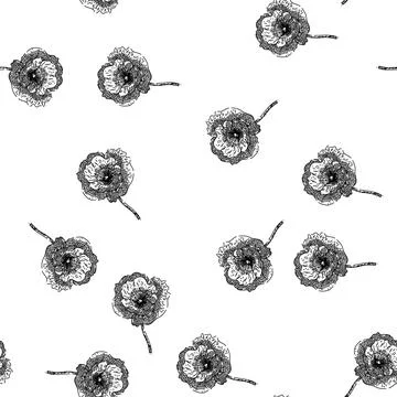 Seamless pattern remembrance poppy sketch hand drawn Stock Illustration