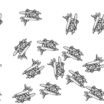 Seamless pattern remote model airplane sketch hand drawn Stock Illustration