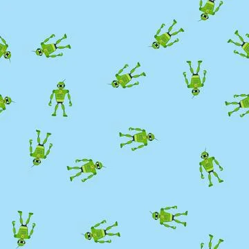 Seamless pattern remote robot toy cartoon vector Stock Illustration