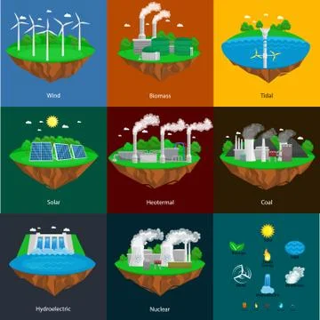Seamless pattern renewable ecology energy, green city power alternative Stock Illustration