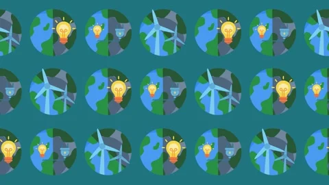 Seamless pattern of renewable energy and global ecology concept background Stock Footage 333832519