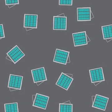 Seamless pattern renewable solar panels cartoon vector Stock Illustration