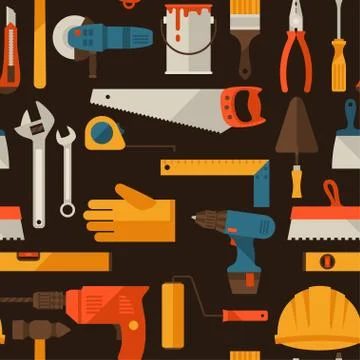 Seamless pattern with repair working tools icons Stock Illustration