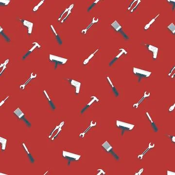 Seamless pattern with repair working tools icons. Stock Illustration