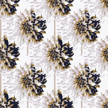 Seamless pattern repeat - Beautiful flowers with blowing petals Stock Illustration