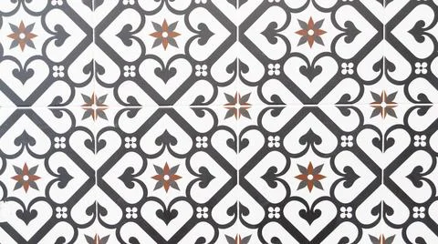 Seamless pattern repeat floral Azulejo patchwork mosaic tile wallpaper vintag Stock Photos