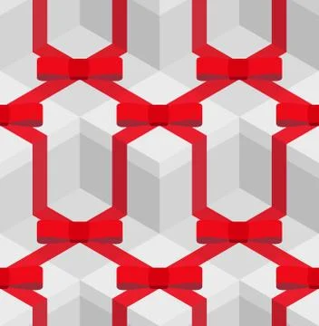 Seamless pattern with repeat of isometric illustration of white square gift b Stock Illustration