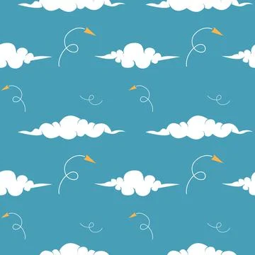 Seamless Pattern Repeatable Texture Summer Spring Cloud Sky Wind Breeze 库存插图