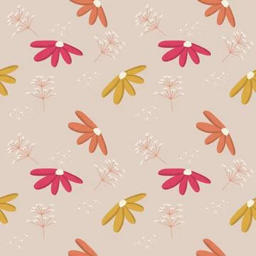 Seamless Pattern Repeatable Texture Summer Spring Beautiful Colorful Flower N Stock Illustration