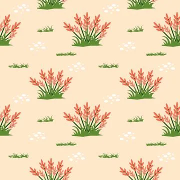 Seamless Pattern Repeatable Texture Summer Spring Grass Flower Plant Nature Stock Illustration