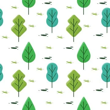 Seamless Pattern Repeatable Texture Summer Spring Tree Nature Paper Fabric Stock Illustration