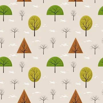 Seamless Pattern Repeatable Texture Summer Spring Tree Nature Paper Fabric Stock Illustration