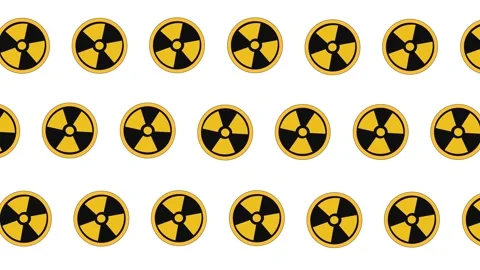Seamless pattern of repeated black and yellow radiation symbols Stock Footage 161451740