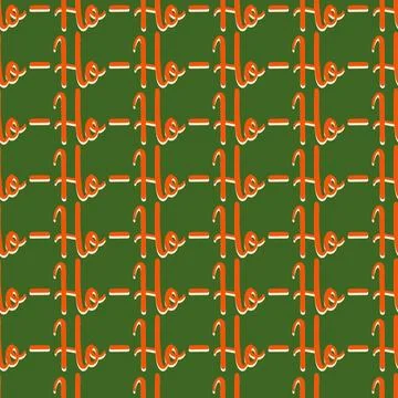 Seamless pattern with repeated phrase ho ho ho. Hand drawn lettering orname.. 스톡 일러스트