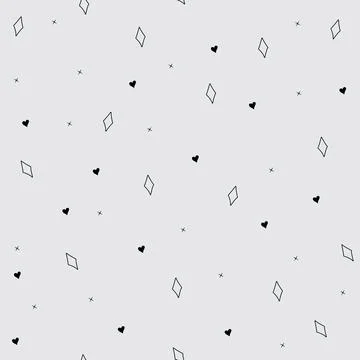 Seamless pattern with repeated stylish hearts and diamond shapes. Stock Illustration