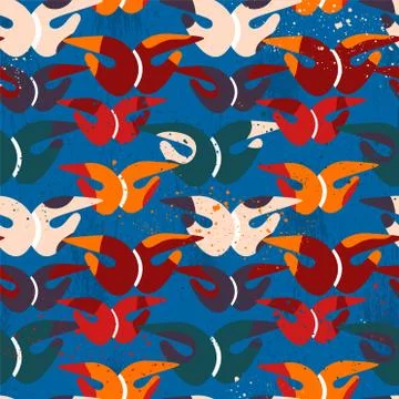 Seamless pattern with repeating abstract pattern of butterflies Stock Illustration