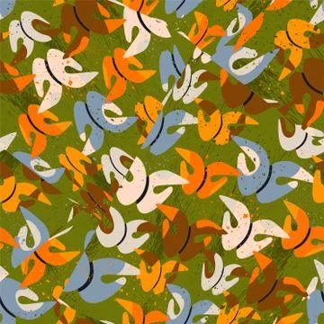 Seamless pattern with repeating abstract pattern of butterflies Stock Illustration