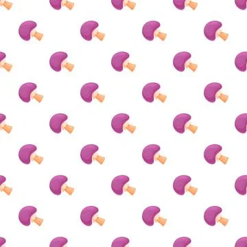 Seamless pattern with repeating cartoon purple mushrooms 스톡 일러스트