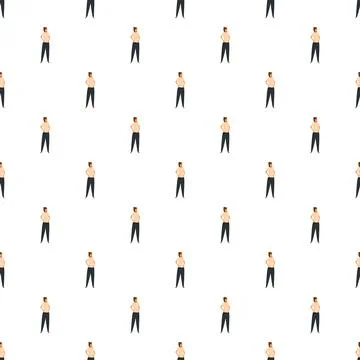 Seamless pattern with repeating cartoon woman illustration Stock Illustration