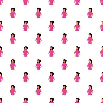 Seamless pattern repeating cartoon woman wearing pink shirt Illustrazione stock