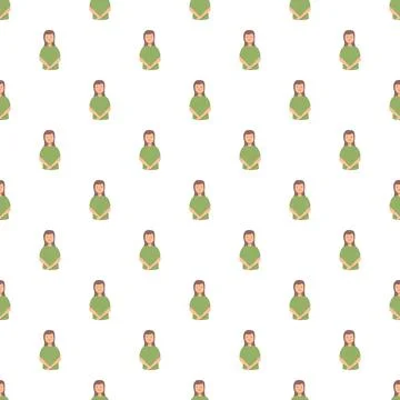 Seamless pattern with repeating female avatar characters Stock Illustration