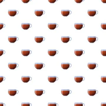 Seamless pattern with repeating glass teacups filled brown liquid Illustrazione stock