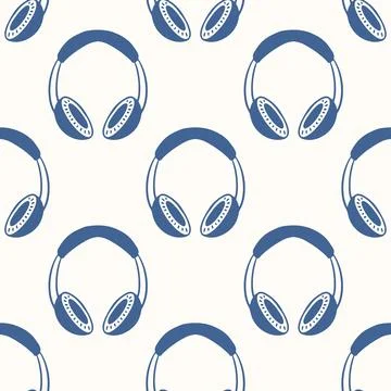 Seamless pattern with a repeating headphone in flat style. Travel concept Stock Illustration