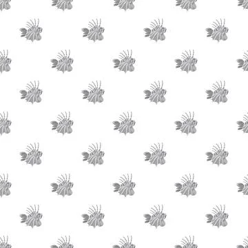 Seamless pattern with repeating ocean lionfish vector animals Illustrazione stock