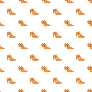 Seamless pattern with repeating orange high heels shoes Stock Illustration