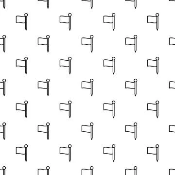 Seamless pattern with repeating outline flag pin icons Stock Illustration