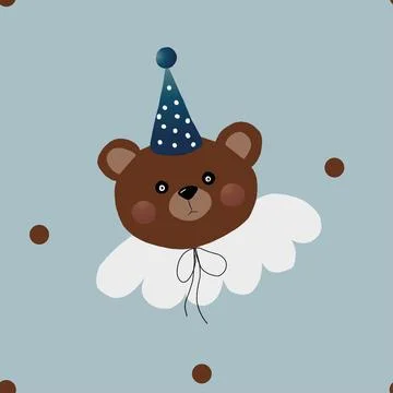 Seamless pattern repeating pattern bear in a festive cap. cute stylish children Illustrazione stock