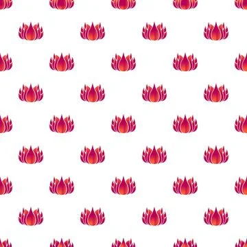 Seamless pattern with repeating pink red lotus flowers Illustrazione stock