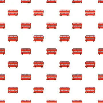 Seamless pattern with repeating red double decker buses Illustrazione stock