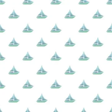 Seamless pattern with repeating sailboats on white background Illustrazione stock
