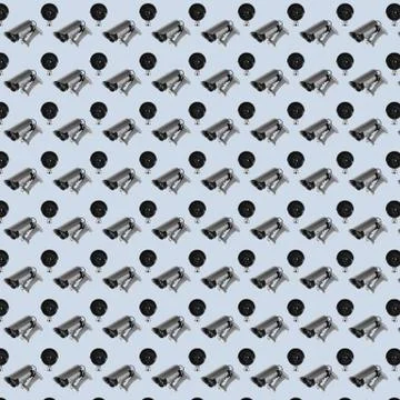Seamless pattern with repeating security cctv cameras Illustrazione stock