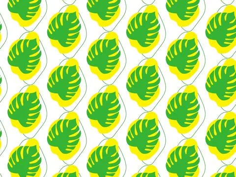 Seamless pattern with repeating silhouettes of monstera leaves on isolated .. Stock Illustration