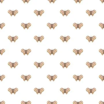 Seamless pattern with repeating simple brown moths background Ilustração Stock