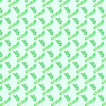 Seamless pattern. Repeating small  green leaves. Green background. Stock Illustration