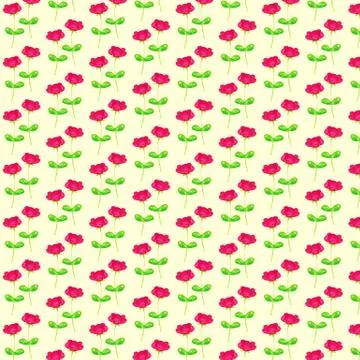 Seamless pattern. Repeating small  pink flowers. Yallow background. Stock Illustration